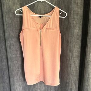 Express Coral Tank Top with Zipper Accent
